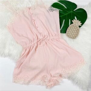 VICTORIA SECRET Vintage 90s Gold Label Pale Pink Lace 1 PC TEDDY ROMPER Jumper M